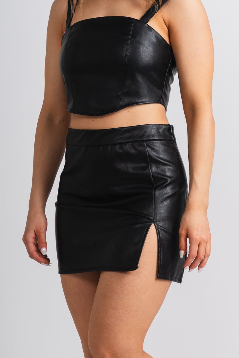 Faux leather skirt black | Lush Fashion Lounge: boutique fashion skirts, affordable boutique skirts, cute affordable skirts