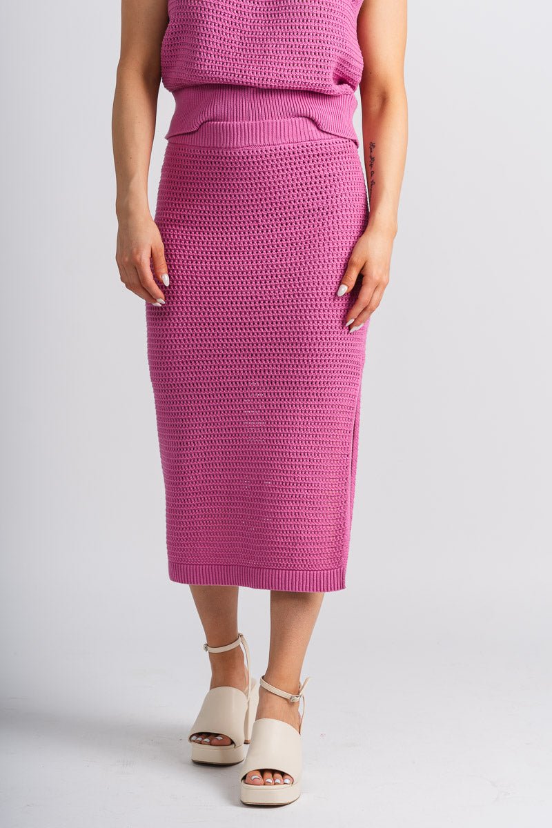 Crochet midi skirt rose violet - Trendy Skirt - Cute Vacation Collection at Lush Fashion Lounge Boutique in Oklahoma City