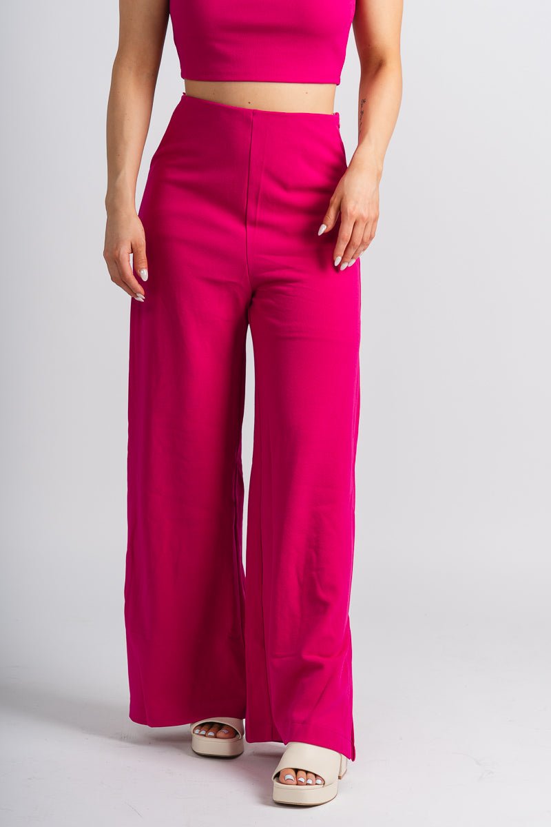 Wide leg pants fuchsia - Trendy Pants - Cute Vacation Collection at Lush Fashion Lounge Boutique in Oklahoma City