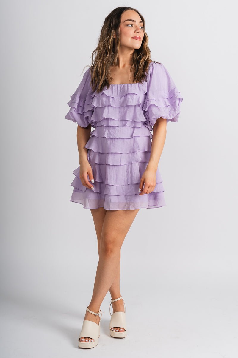Ruffle layered dress lilac Stylish dress - Womens Fashion Dresses at Lush Fashion Lounge Boutique in Oklahoma City
