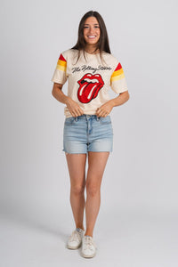 Rolling Stones sunset t-shirt cream - Stylish Band T-Shirts and Sweatshirts at Lush Fashion Lounge Boutique in Oklahoma City