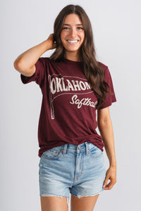 OU OU softball Oklahoma flag t-shirt crimson T-shirts | Lush Fashion Lounge Trendy Oklahoma University Sooners Apparel & Cute Gameday T-Shirts