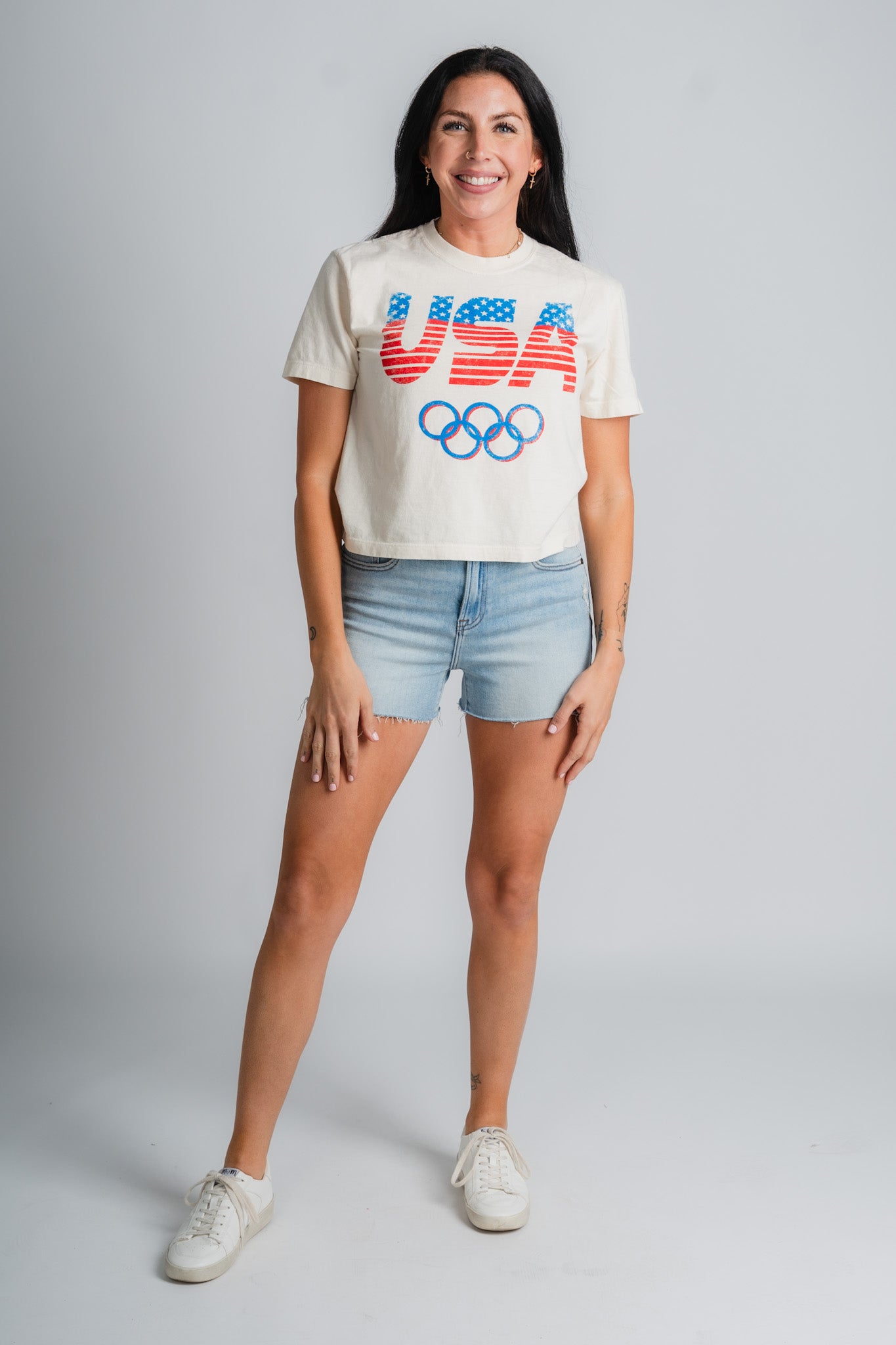 USA rings crop t-shirt - Stylish T-shirts - Trendy American Summer Fashion at Lush Fashion Lounge Boutique in Oklahoma