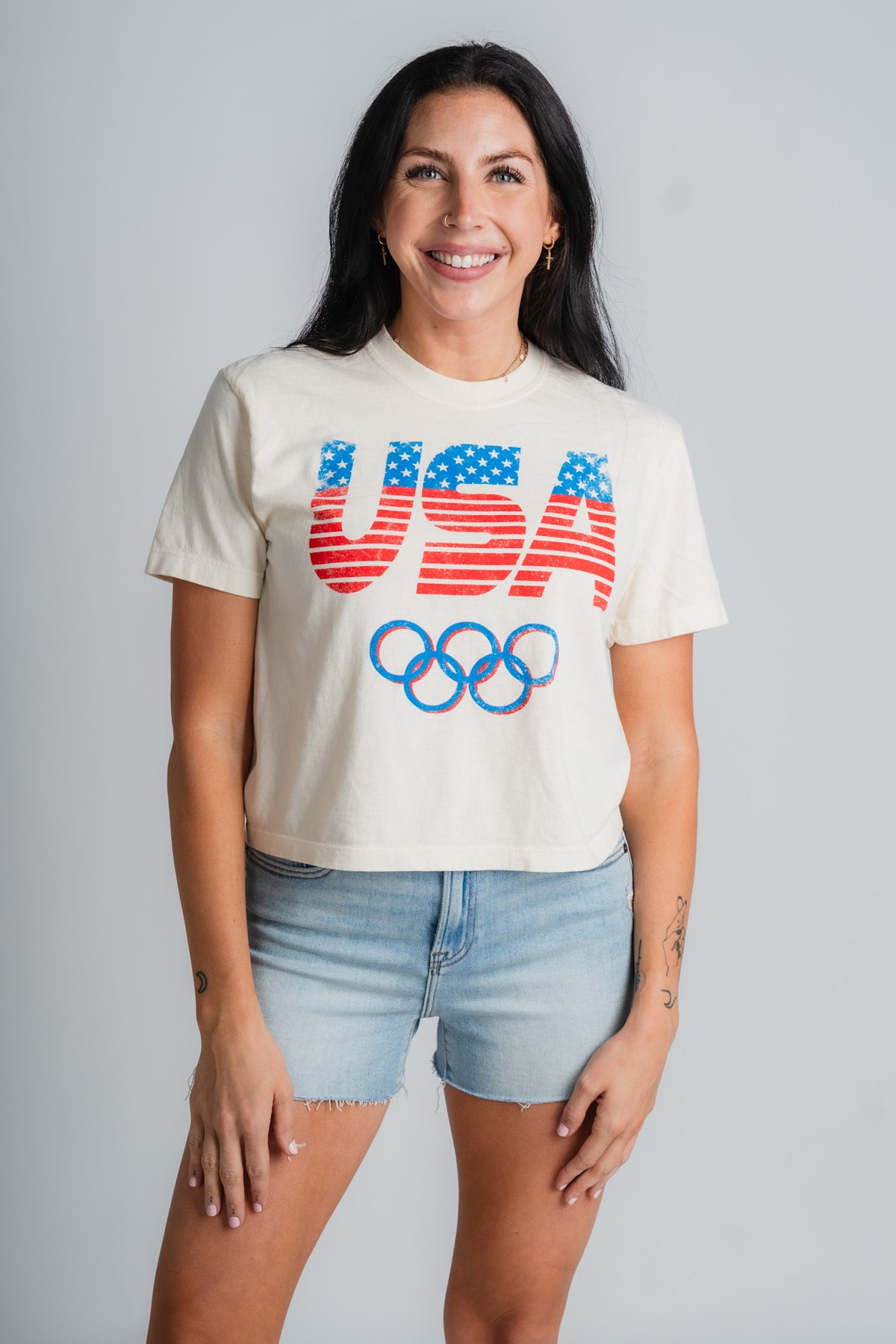 USA rings crop t-shirt - Trendy T-shirts - Cute American Summer Collection at Lush Fashion Lounge Boutique in Oklahoma City
