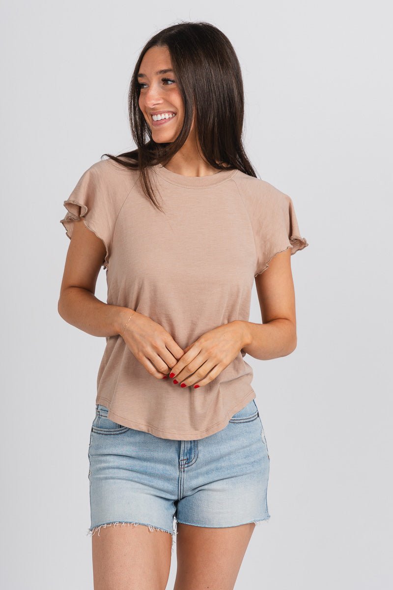 Z Supply Abby flutter tee iced coffee - Z Supply top - Z Supply Tops, Dresses, Tanks, Tees, Cardigans, Joggers and Loungewear at Lush Fashion Lounge