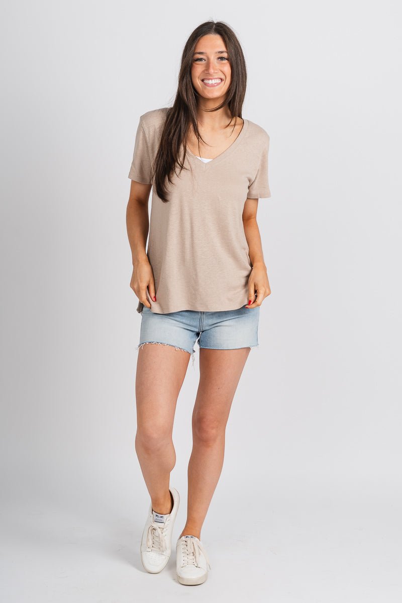 Z Supply beachport tee putty - Z Supply Top - Z Supply Clothing at Lush Fashion Lounge Trendy Boutique Oklahoma City