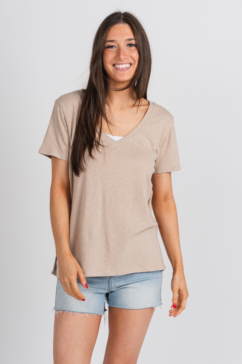 Z Supply beachport tee putty - Z Supply Top - Z Supply Apparel at Lush Fashion Lounge Trendy Boutique Oklahoma City