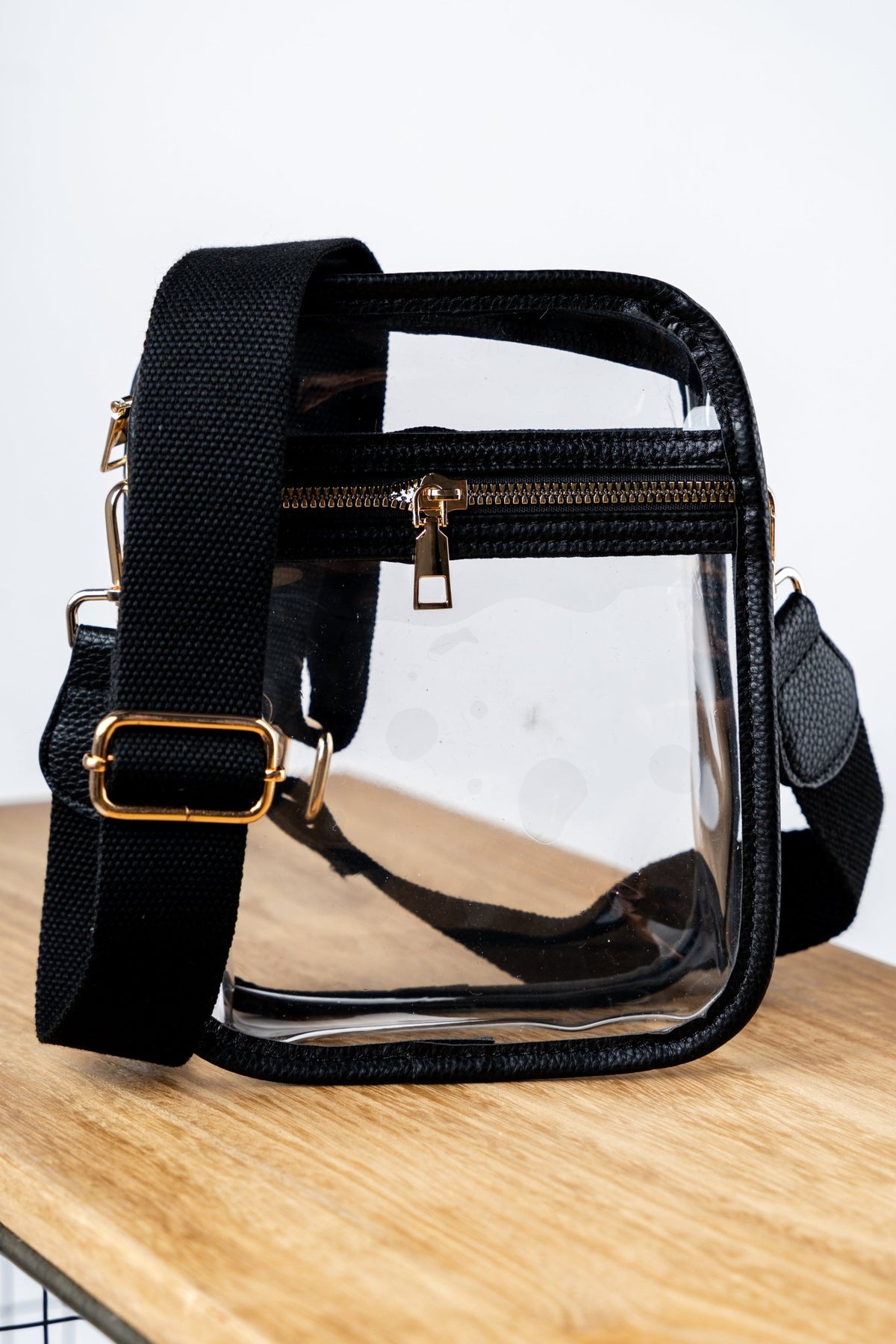 Clear crossbody stadium purse black - Trendy Bags at Lush Fashion Lounge Boutique in Oklahoma City