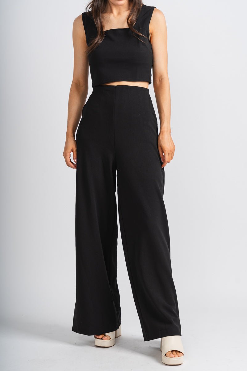 Wide leg pants black - Stylish Pants - Trendy Staycation Outfits at Lush Fashion Lounge Boutique in Oklahoma City