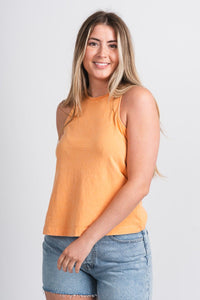 High neck tank top orange - Affordable Tank Top - Boutique Tank Tops at Lush Fashion Lounge Boutique in Oklahoma City