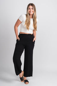 Wide leg pants black | Lush Fashion Lounge: women's boutique pants, boutique women's pants, affordable boutique pants, women's fashion pants