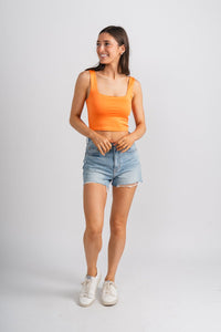 Square neck crop tank top orange - Trendy OKC Thunder T-Shirts at Lush Fashion Lounge Boutique in Oklahoma City