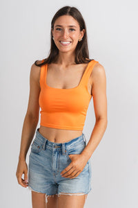 Square neck crop tank top orange - Trendy Oklahoma City Basketball T-Shirts Lush Fashion Lounge Boutique in Oklahoma City