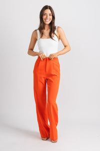 Pleated wide leg pants orange | Lush Fashion Lounge: women's boutique pants, boutique women's pants, affordable boutique pants, women's fashion pants