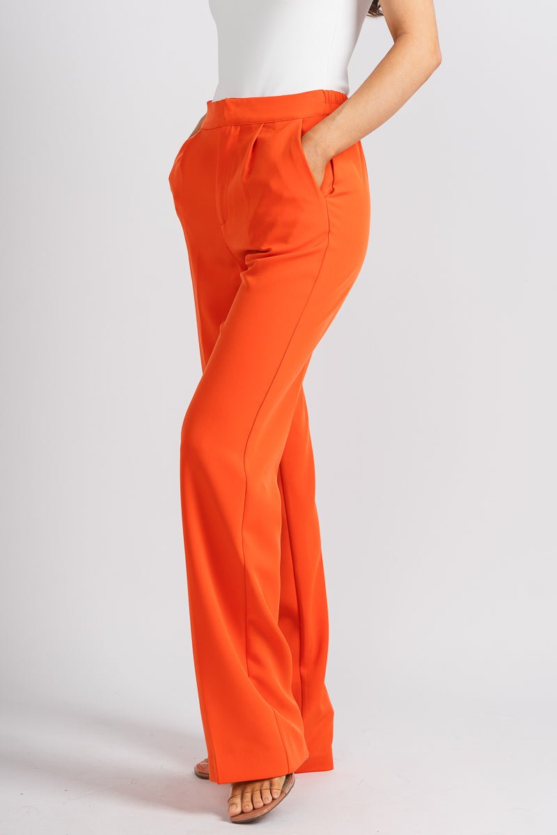 Pleated wide leg pants orange - Trendy OKC Thunder T-Shirts at Lush Fashion Lounge Boutique in Oklahoma City