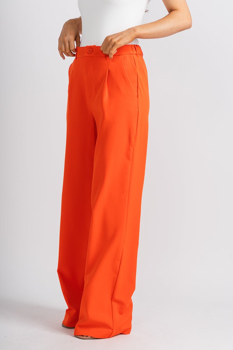 Pleated wide leg pants orange - Trendy Oklahoma City Basketball T-Shirts Lush Fashion Lounge Boutique in Oklahoma City