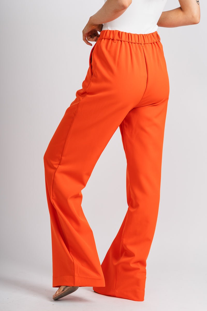 Pleated wide leg pants orange - Trendy OKC Thunder T-Shirts at Lush Fashion Lounge Boutique in Oklahoma City