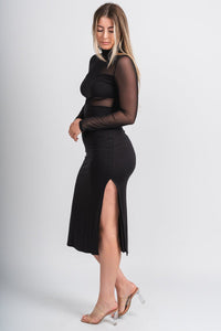 Mesh top midi dress black - Affordable Dress - Boutique Dresses at Lush Fashion Lounge Boutique in Oklahoma City