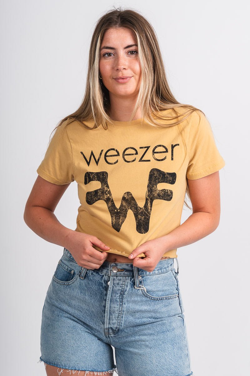 Weezer 95 tour crop tee mustard