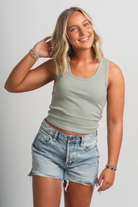 Z Supply Essy ribbed tank top pale jade - Z Supply Tank Top - Z Supply Apparel at Lush Fashion Lounge Trendy Boutique Oklahoma City