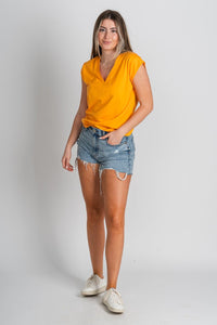 V-neck tank top orange Stylish - Womens Fashion Tank Tops at Lush Fashion Lounge Boutique in Oklahoma City
