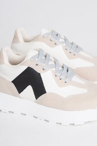Smith low top sneaker white/taupe Stylish shoes - Womens Fashion Shoes at Lush Fashion Lounge Boutique in Oklahoma City