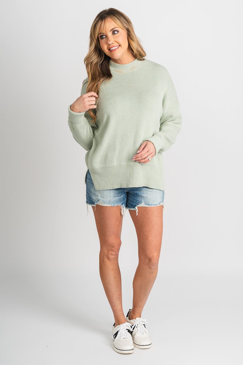 Oversized sweater pistachio - Trendy Sweaters | Cute Pullover Sweaters at Lush Fashion Lounge Boutique in Oklahoma City