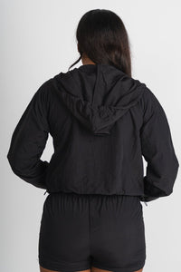 Zip up windbreaker black - Fun jacket - Unique Lounge Looks at Lush Fashion Lounge Boutique in Oklahoma