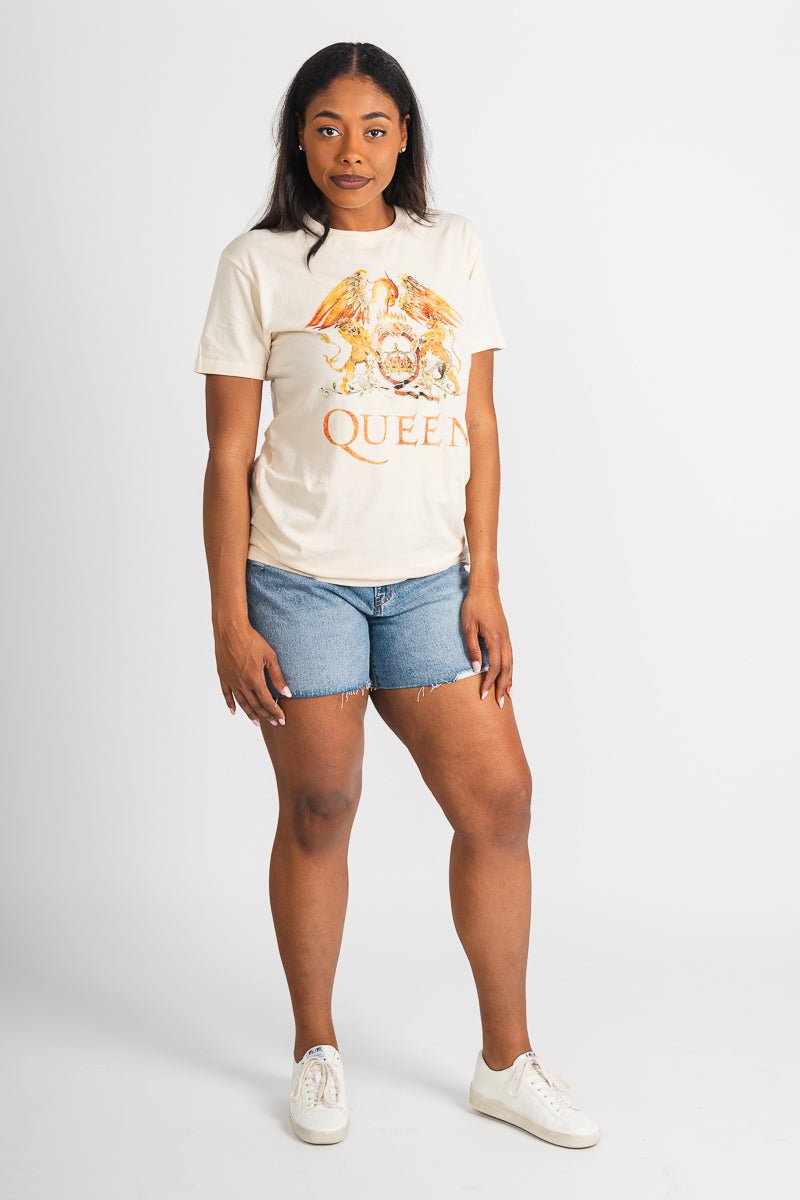 Queen vintage fade t-shirt cream - Vintage Band T-Shirts and Sweatshirts at Lush Fashion Lounge Boutique in Oklahoma City
