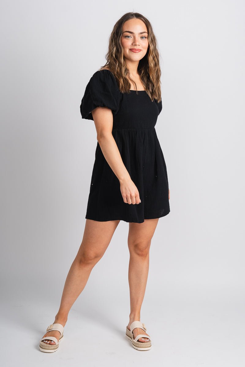 Square neck romper black Stylish Romper - Womens Fashion Rompers & Pantsuits at Lush Fashion Lounge Boutique in Oklahoma City