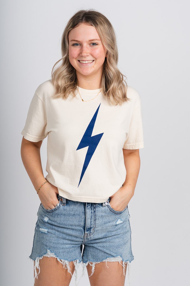 OKC bolt crop tee natural - Trendy OKC Apparel at Lush Fashion Lounge Boutique in Oklahoma City
