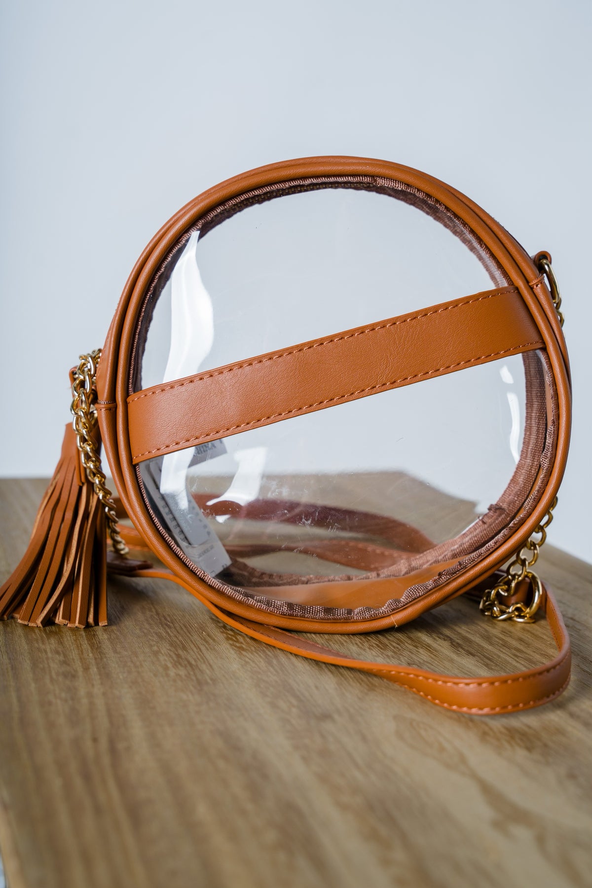 Round clear bag brown - Trendy Bags at Lush Fashion Lounge Boutique in Oklahoma City