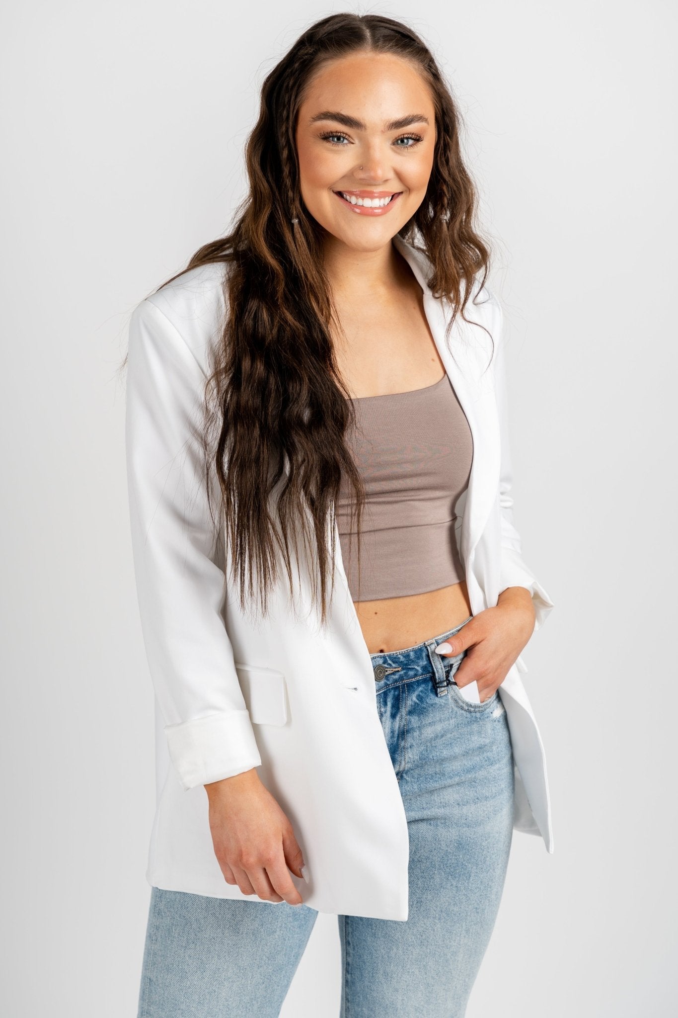 Oversized blazer off white – Affordable Blazers | Cute Black Jackets at Lush Fashion Lounge Boutique in Oklahoma City