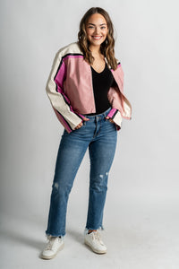 Barcelona faux leather moto jacket pink – Affordable Blazers | Cute Black Jackets at Lush Fashion Lounge Boutique in Oklahoma City