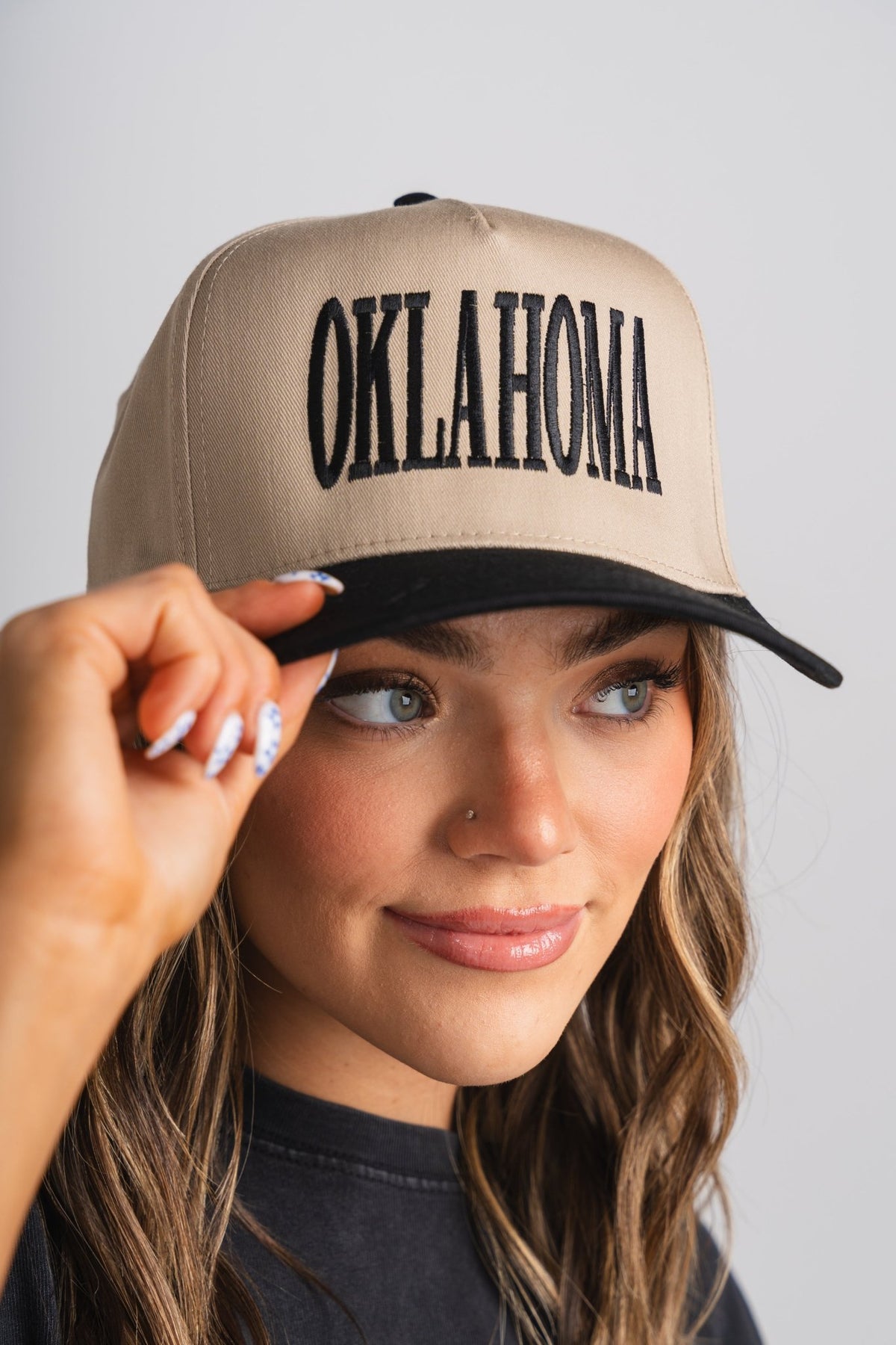 Oklahoma vintage hat black/khaki - Trendy Hats at Lush Fashion Lounge Boutique in Oklahoma City