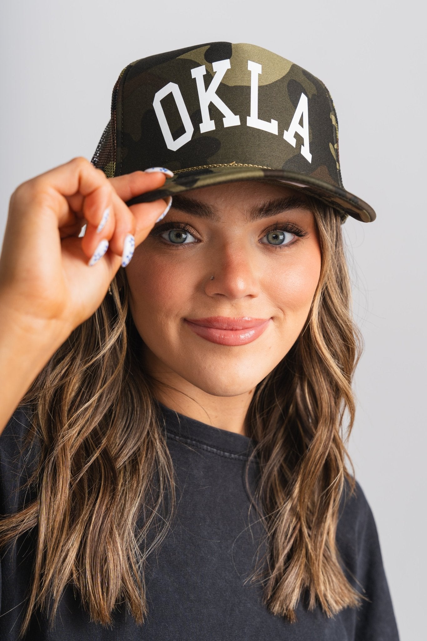 OKLA full camo trucker hat - Trendy Hats at Lush Fashion Lounge Boutique in Oklahoma City