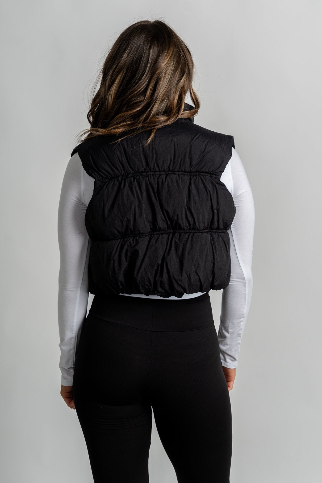 Zip up puffer vest black