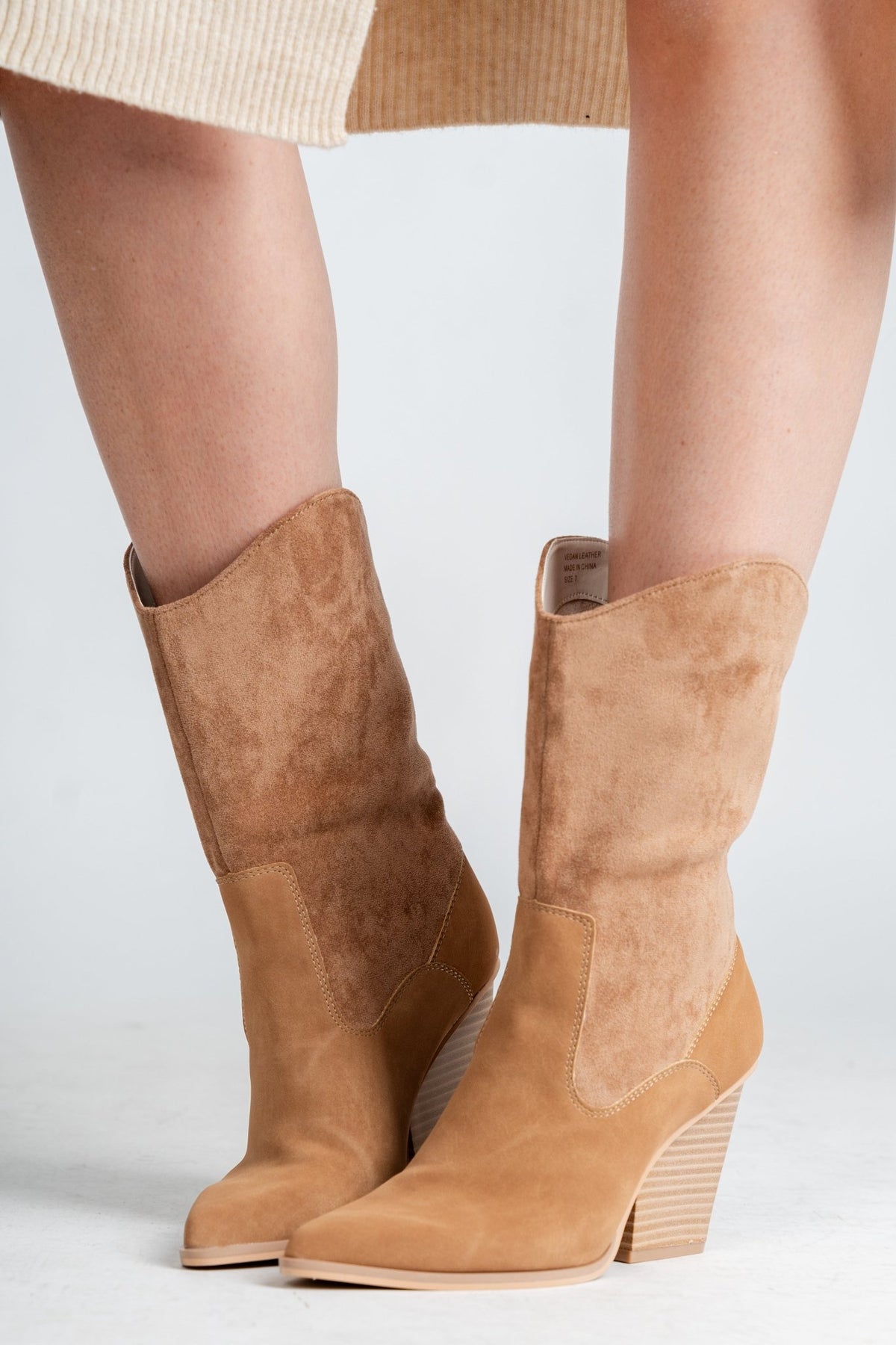Marseille loose fit boot camel - Cute shoes - Trendy Shoes at Lush Fashion Lounge Boutique in Oklahoma City