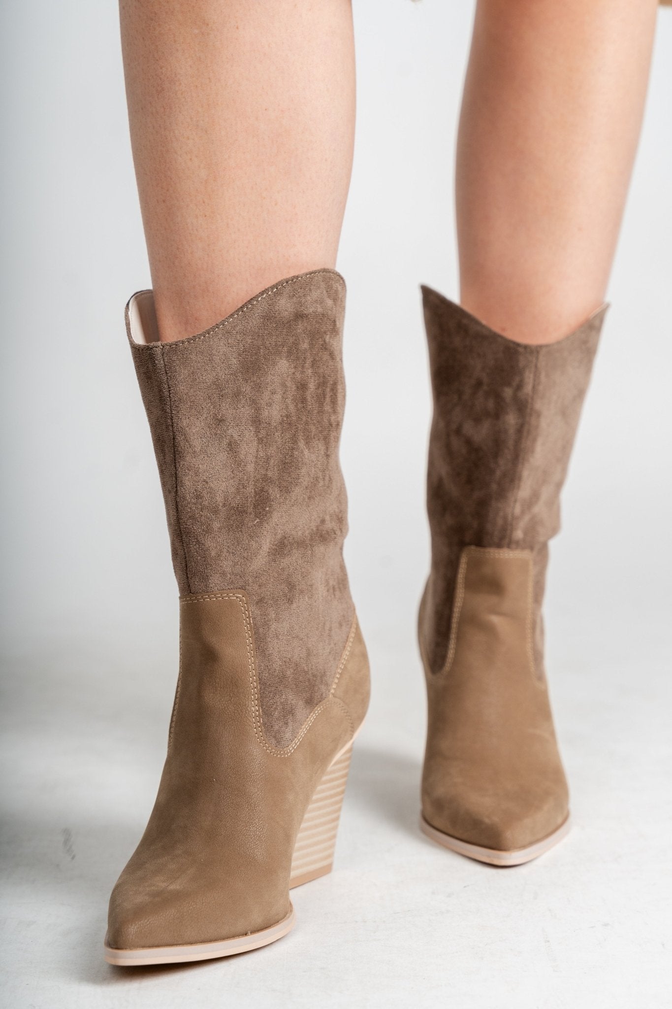 Marseille loose fit boot dark taupe - Trendy shoes - Fashion Shoes at Lush Fashion Lounge Boutique in Oklahoma City