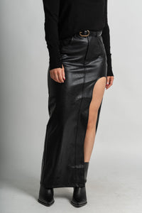 La Boca faux leather midi skirt black | Lush Fashion Lounge: boutique fashion skirts, affordable boutique skirts, cute affordable skirts