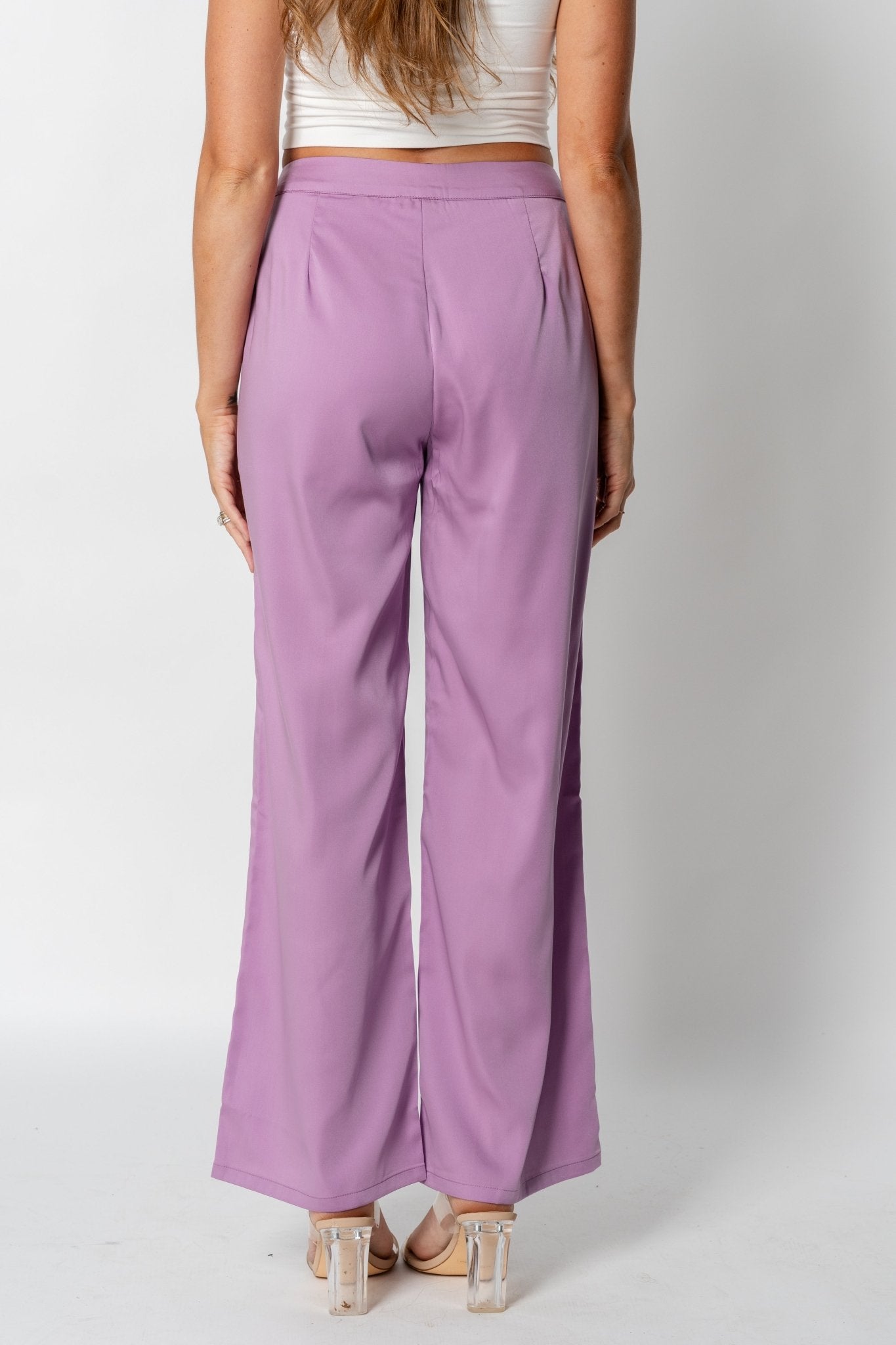Mid rise wide leg pants lilac | Lush Fashion Lounge: women's boutique pants, boutique women's pants, affordable boutique pants, women's fashion pants