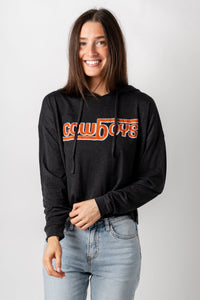 OSU OSU Cowboys b design long sleeve crop hoodie black T-shirts | Lush Fashion Lounge Trendy Oklahoma State Cowboys Apparel & Cute Gameday T-Shirts