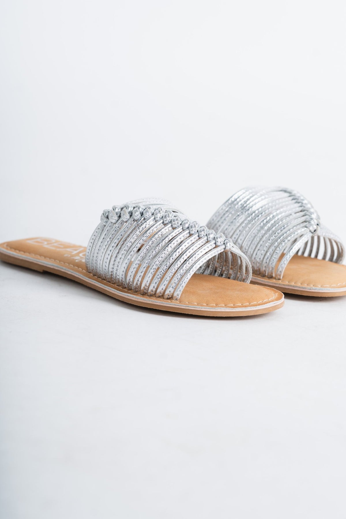 Baxter leather sandals silver - Cute shoes - Trendy Shoes at Lush Fashion Lounge Boutique in Oklahoma City