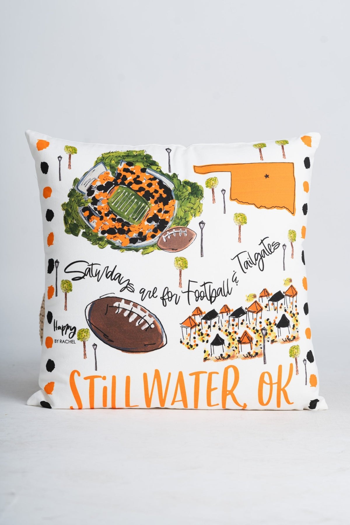 Stillwater, OK gameday pillow natural - Trendy Gifts at Lush Fashion Lounge Boutique in Oklahoma City