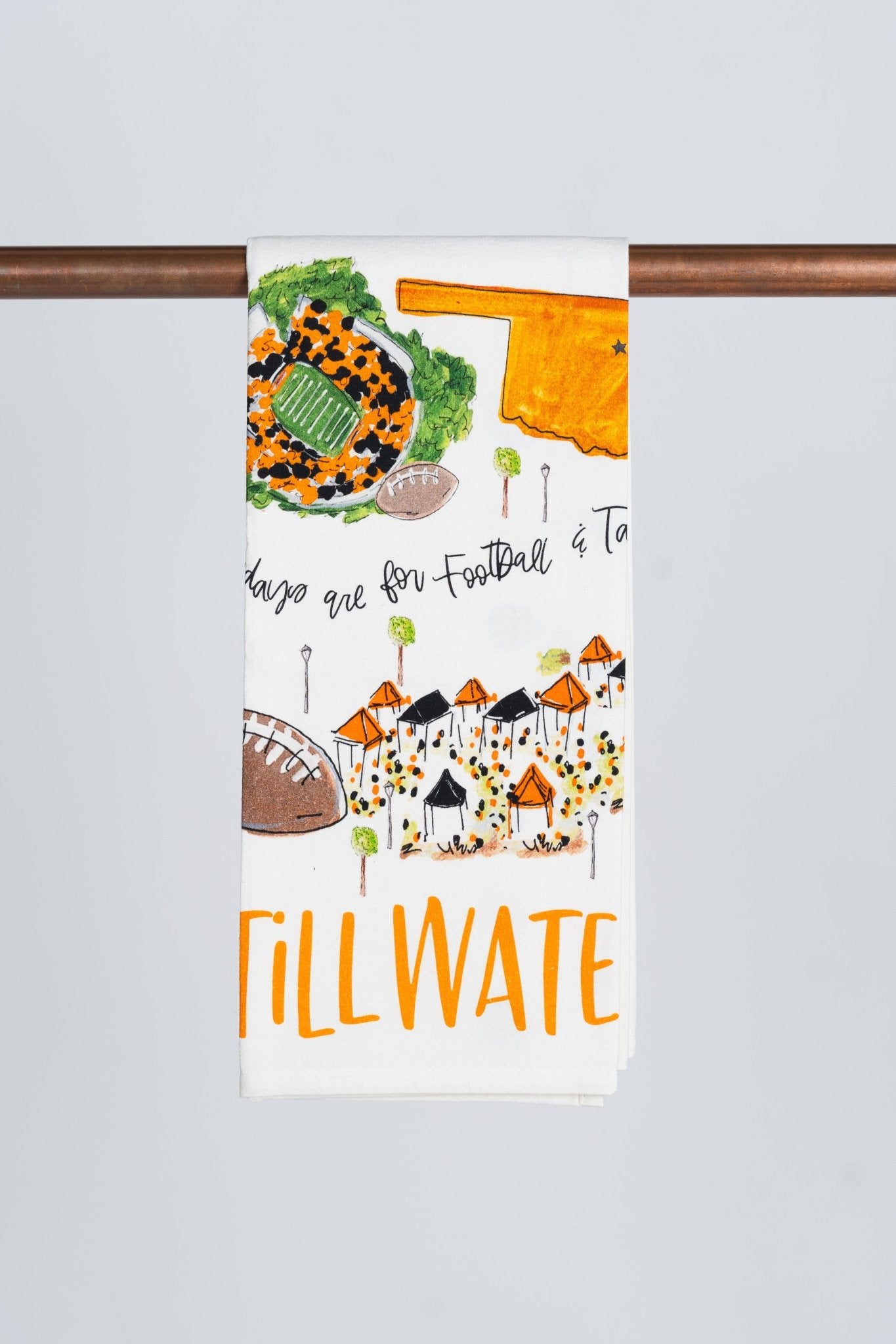 Stillwater, OK gameday tea towel natural - Trendy Gifts at Lush Fashion Lounge Boutique in Oklahoma City