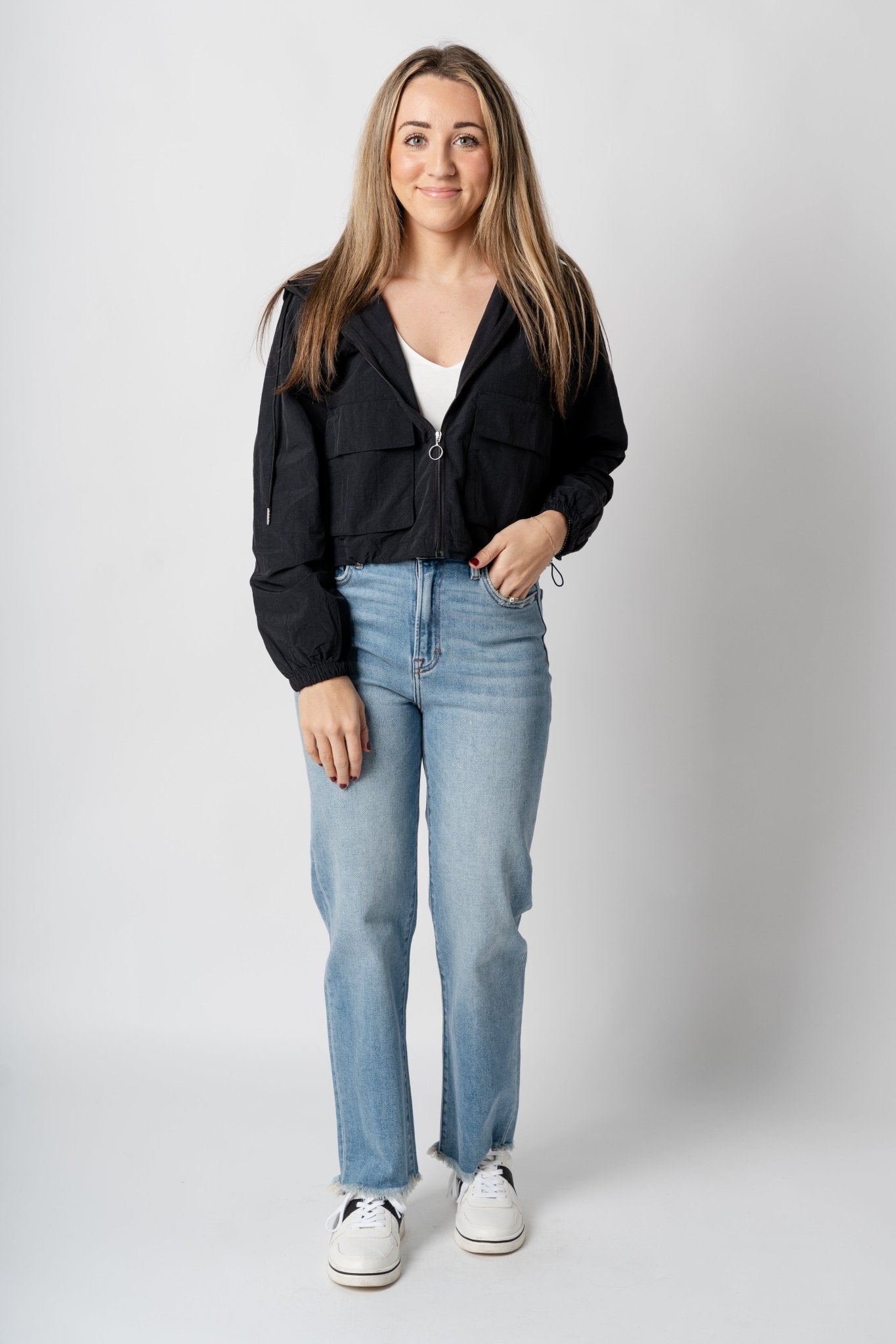 Lightweight nylon cargo jacket black – Fashionable Jackets | Trendy Blazers at Lush Fashion Lounge Boutique in Oklahoma City