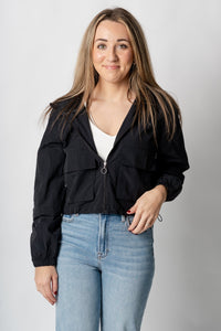 Lightweight nylon cargo jacket black – Affordable Blazers | Cute Black Jackets at Lush Fashion Lounge Boutique in Oklahoma City