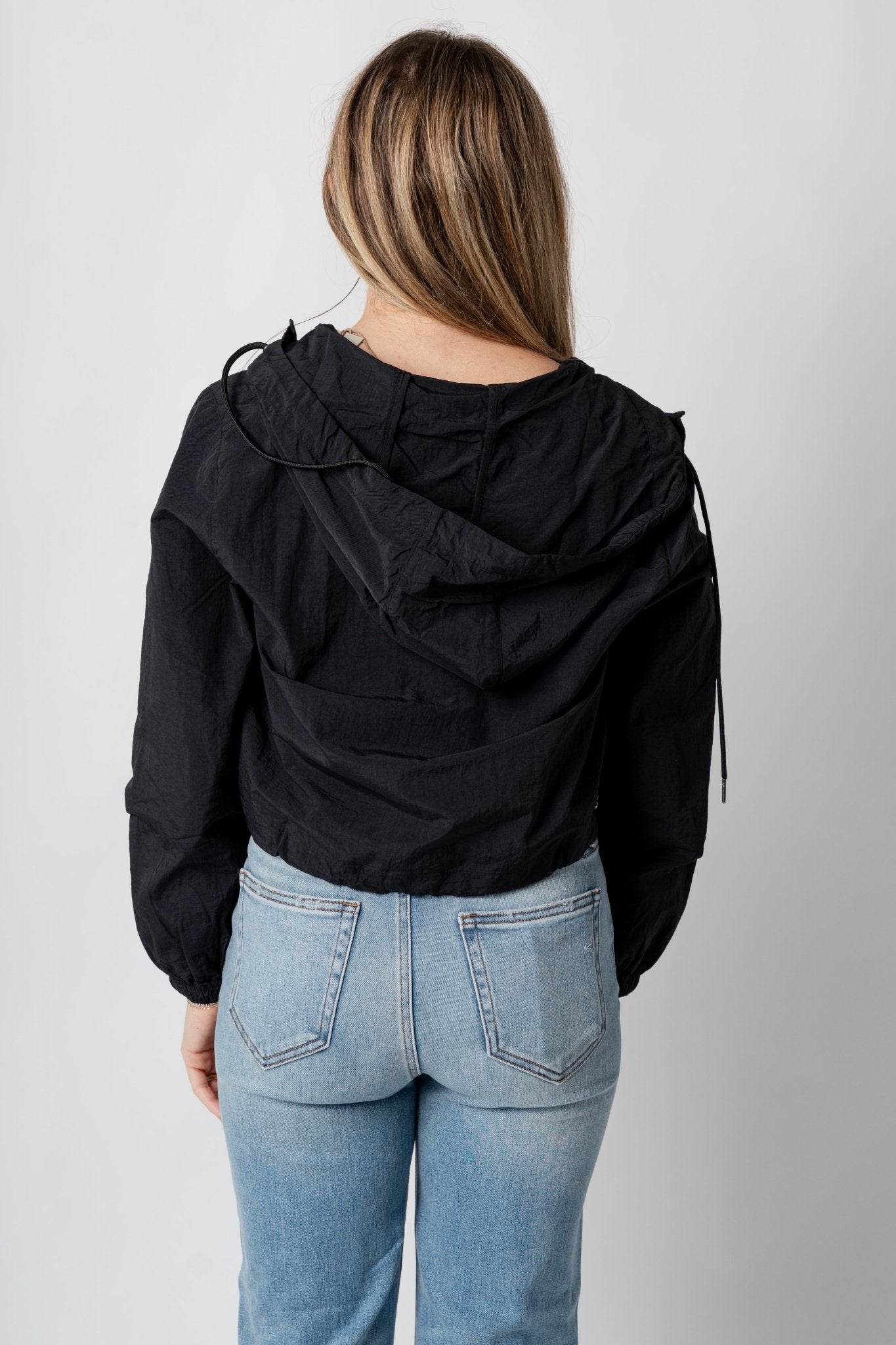 Lightweight nylon cargo jacket black