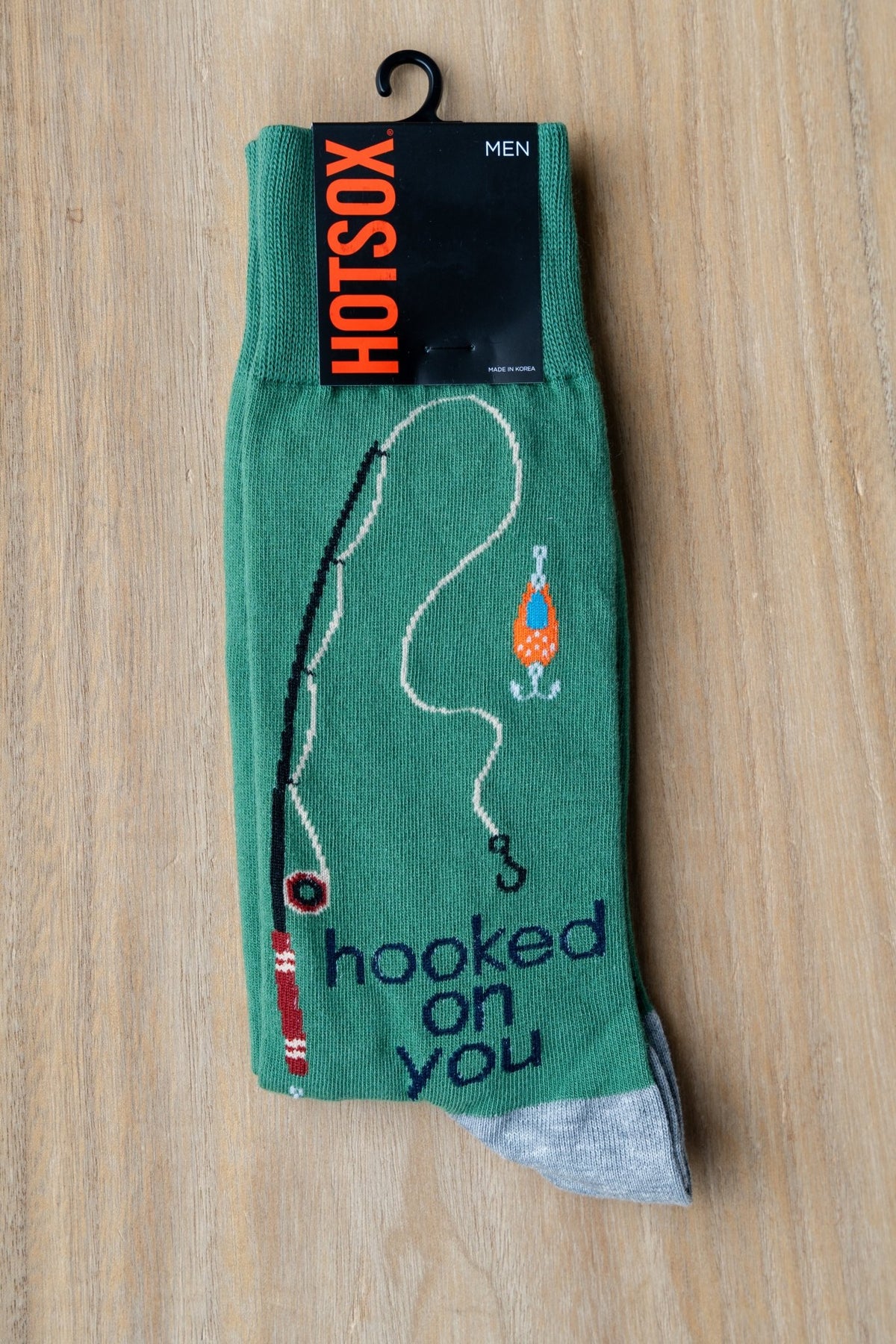 HotSox hooked on you fishing socks olive - Trendy Socks at Lush Fashion Lounge Boutique in Oklahoma City