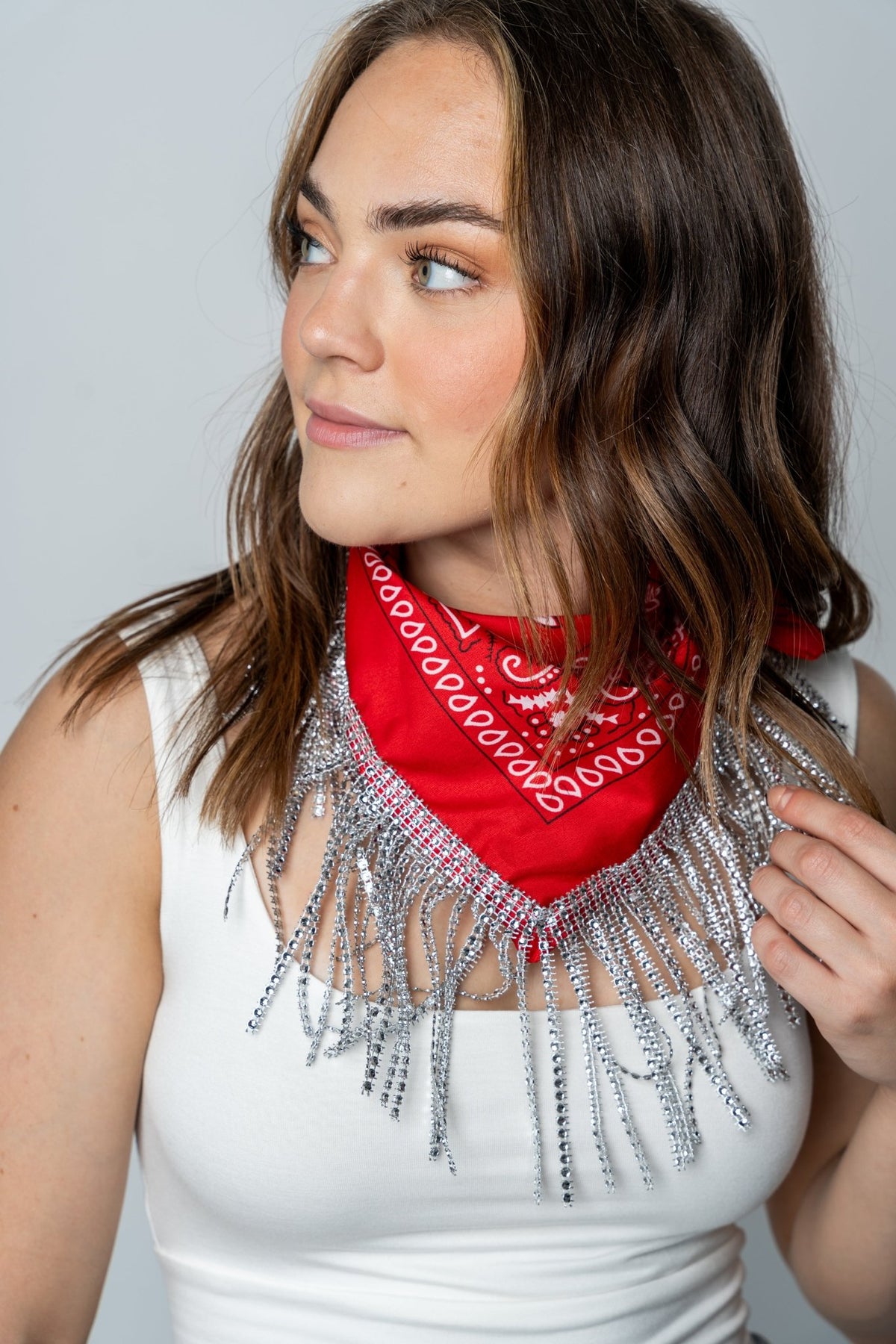 Paisley rhinestone bandana scarf red - Trendy Scarves at Lush Fashion Lounge Boutique in Oklahoma City